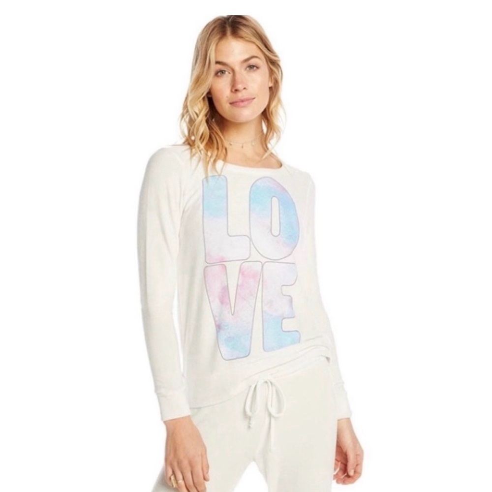 NWT Chaser painted love cozy knit pullover women’s sz M